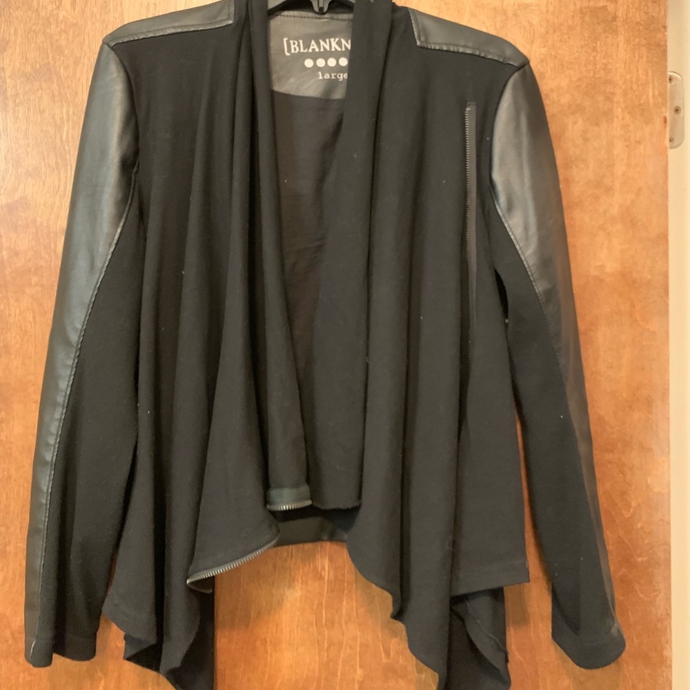 BLANKNYC vegan leather drape jacket